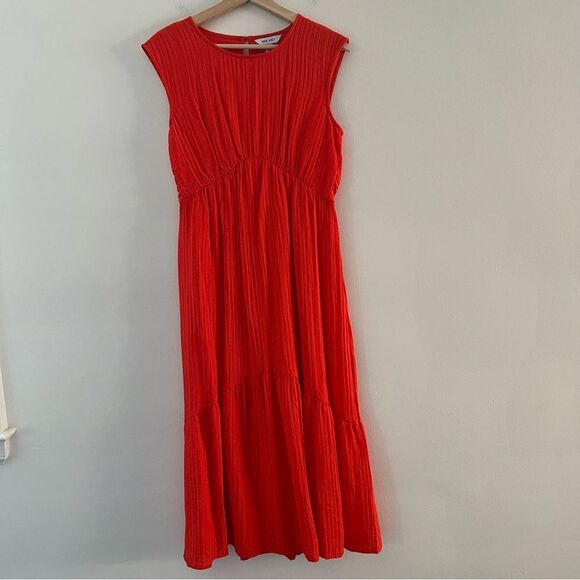 Nine West Textured Tiered Dress Sundress Poppy Lightweight Size Small - Picture 1 of 9